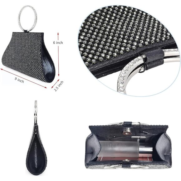 MOSSMON Crystal Bride and Bridesmaid Elegant Wristlet Evening Handbag - Picture 5 of 6